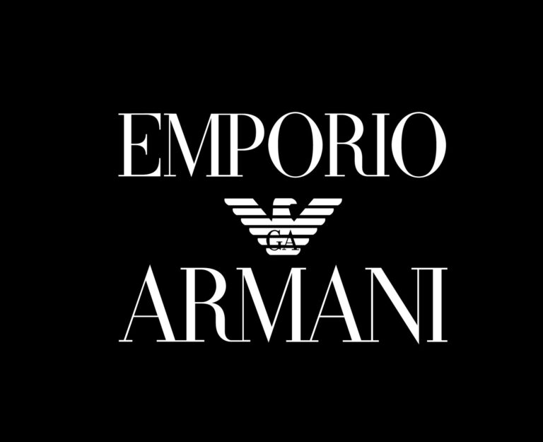emporio armani logo brand clothes symbol white design fashion illustration with black background free vector