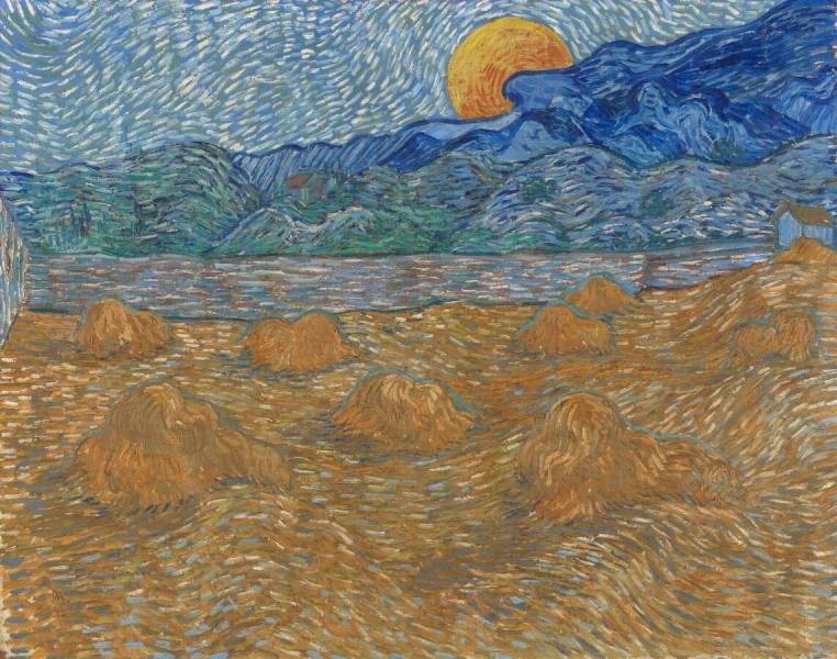 landschap met korenschelven en opkomende maan vincent van gogh 44550 copyright kroller muller museum