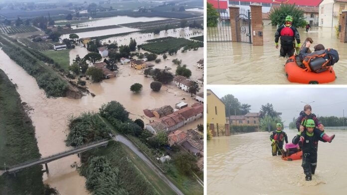 alluvione emilia romagna le immagini dei paesi sott acqua e dei soccorsi in elicottero o con i gommoni